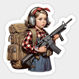 The Little Girl and a Toy Gun Sticker